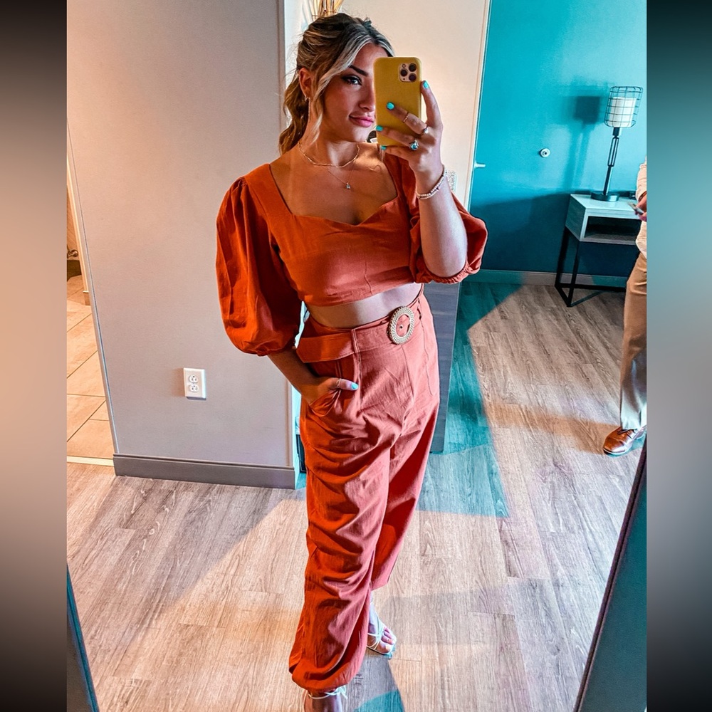 Showpo Terracotta Set with Puff Sleeves